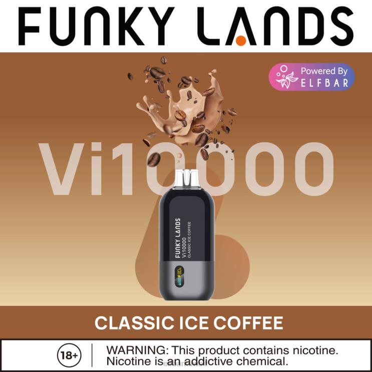 ELFBAR فانكي لاندز، أفضل نكهة، سلسلة vape vi10000 المثلجة للاستعمال مرة واحدة قهوة مثلجة كلاسيكية 8H8NR155